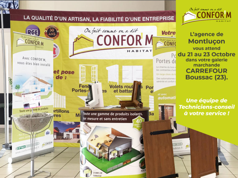 Stand dans la galerie marchande Carrefour Boussac du 21 au 23 octobre